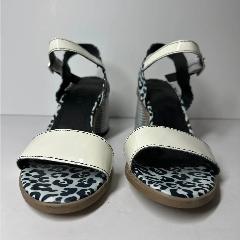 Girotti Summer Strap Sandals Italian Leather White Animal Print Size 38 US 7.5 - Picture 4 of 9